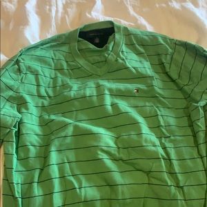 men’s tommy hilfiger v neck green stripe xxl 2xl